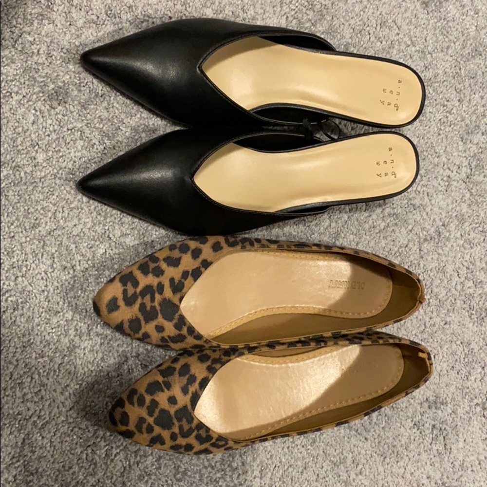 COPY - Never Worn Sz 9 Flats Mules & Leopard ball…
